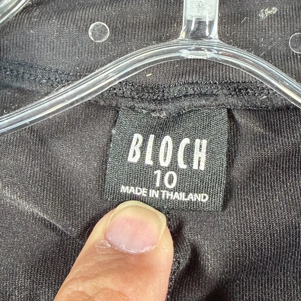 Bloch Girls Size 10 Black Teal Biketard Leotard FrontZip Cut-Out Dance Unitard